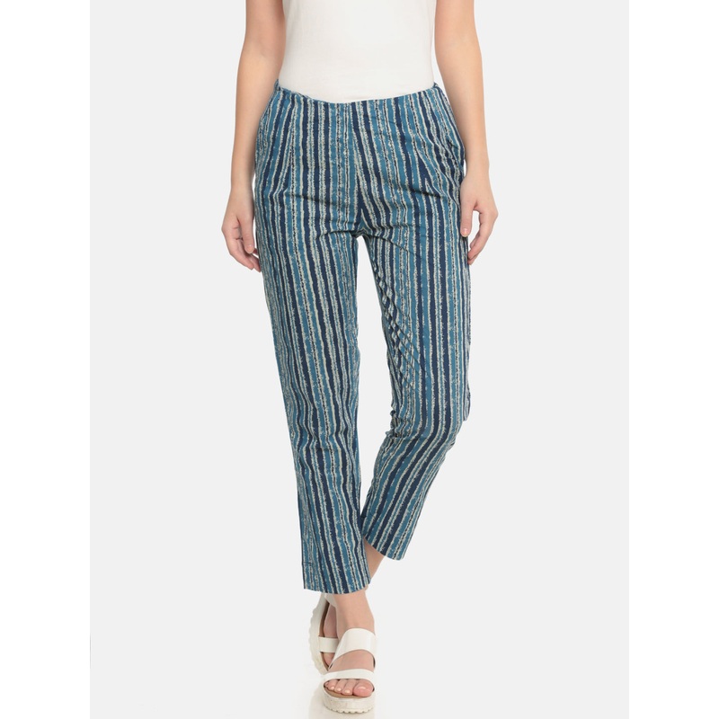 Women’s Regular Printed Palazzo Cotton Indigo Blue