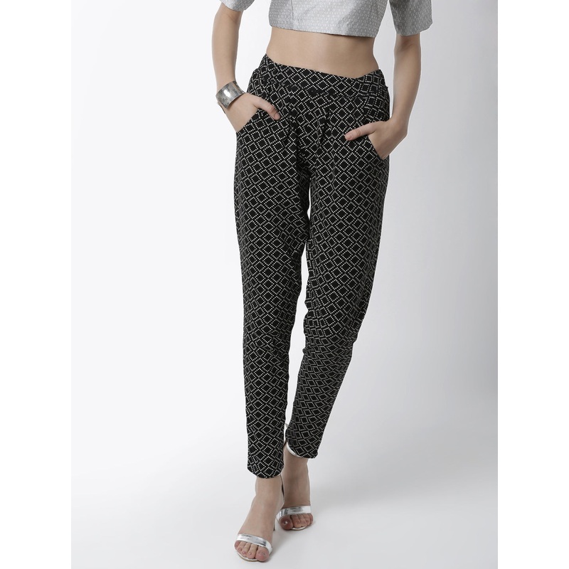 Women’s Straight Pant  All Over Print Cotton Black