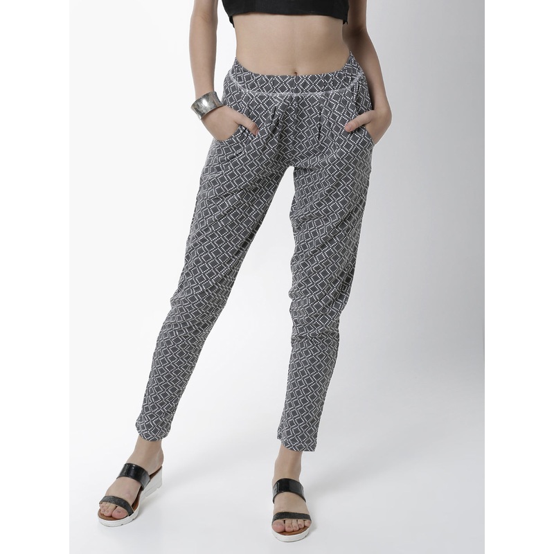 Women’s Straight Pant  All Over Print Cotton Dark Grey