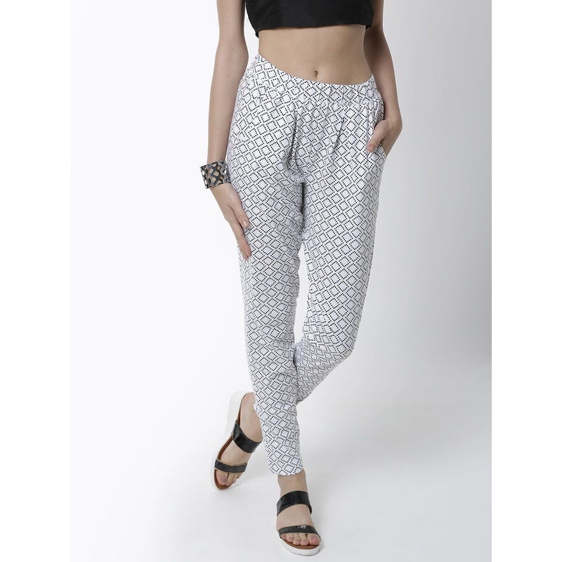 Women’s Straight Pant  All Over Print Cotton White