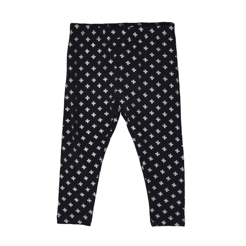 Girls Printed Ankle Length Leggings Black