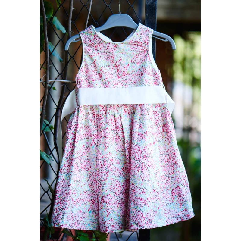 Girls Printed White Fit & Flare Dress