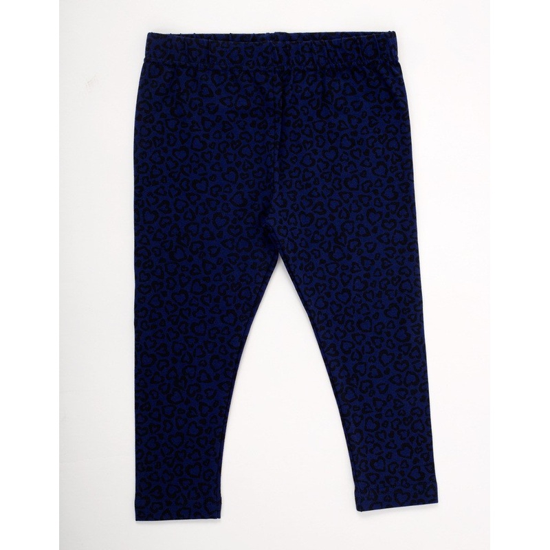 Kids – Girls Ankle Length Leggings Navy Blue with Black Print