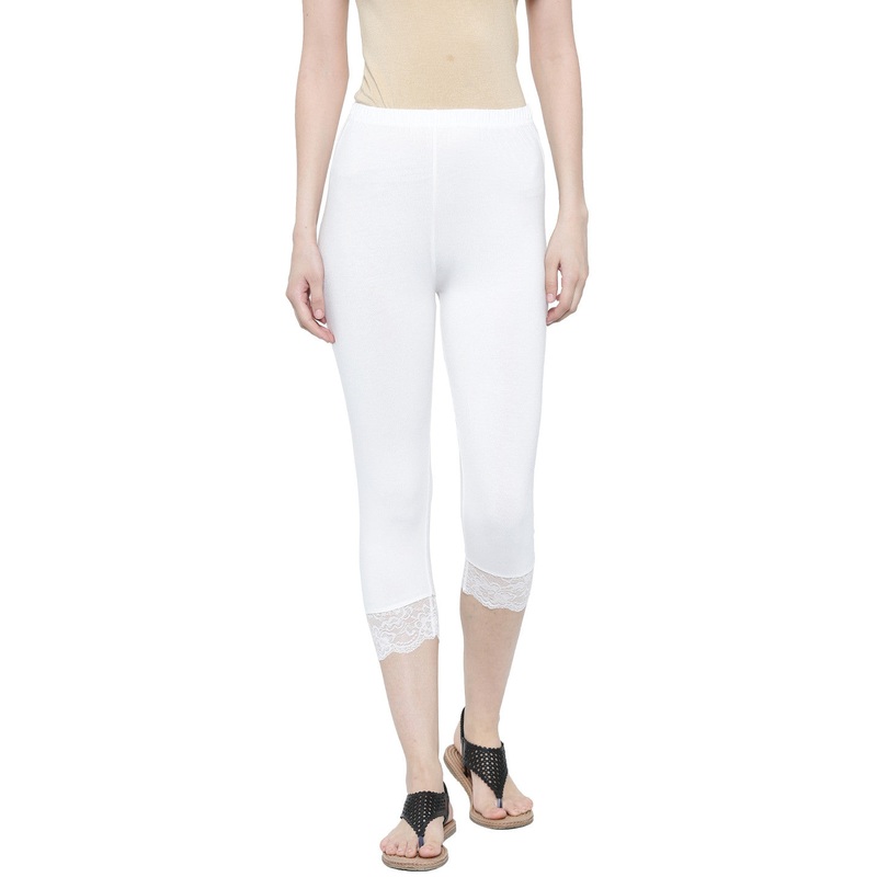 Ladies 3/4th Leggings White|White|XL|L|M|S|XS