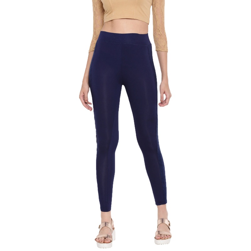 Ladies Ankle Length Leggings Dark Navy Blue