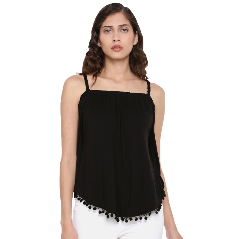 Ladies Black Sleeveless Top|Black|XL|L|M|S|LKTSLSOF30922