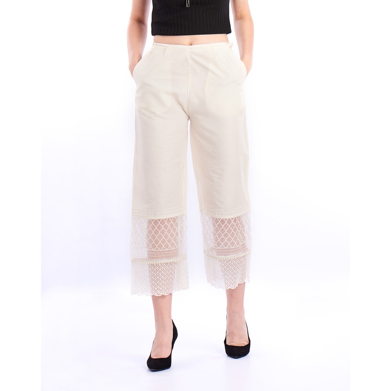 Ladies embroidery Regular Palazzo Offwhite