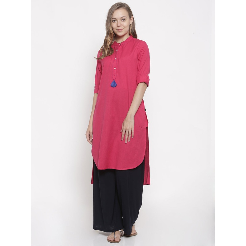 Ladies Full Sleeve Kurta Fushcia