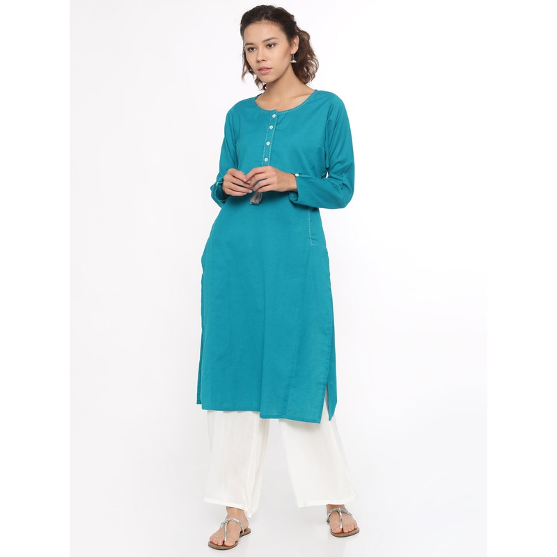 Ladies Full Sleeve Kurta Teal Green
