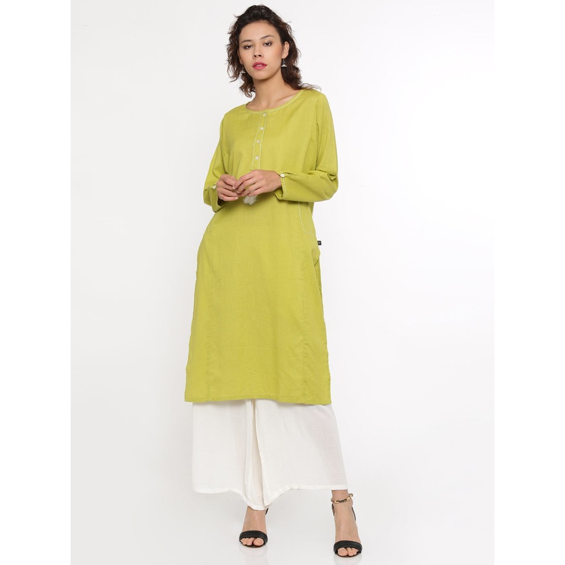 Ladies Full Sleeve Lime Kurta|Lime|XXL|XL|L|M|S|LKUFSSOKU0003044