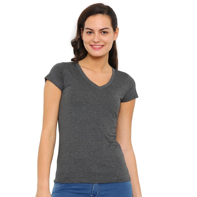 Ladies Half Sleeve Anthra Melange top