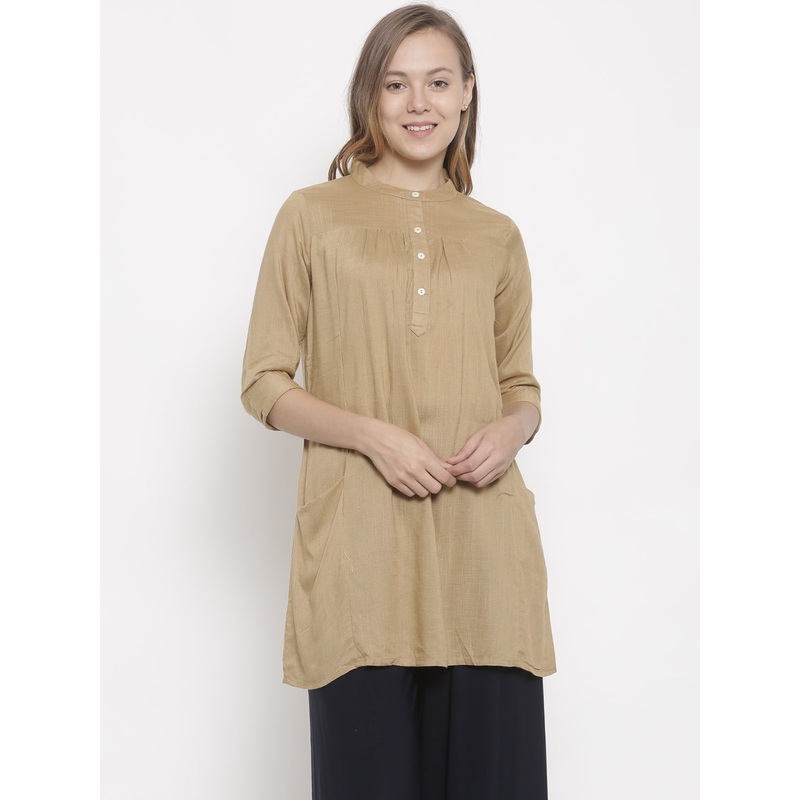 Ladies Kurti 3/4th Sleeve Beige