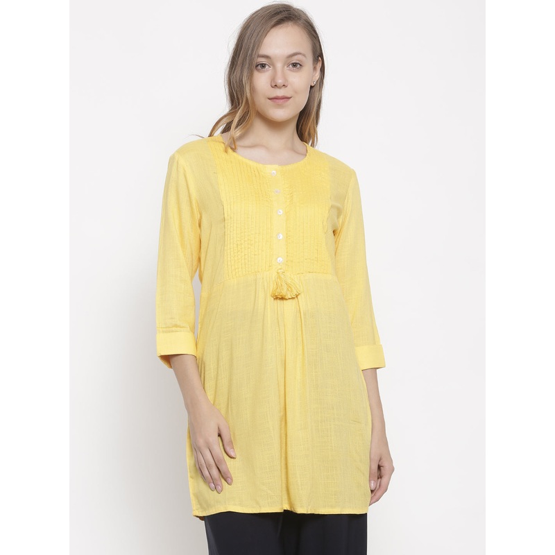 Ladies Kurti 3/4th Sleeve Yellow