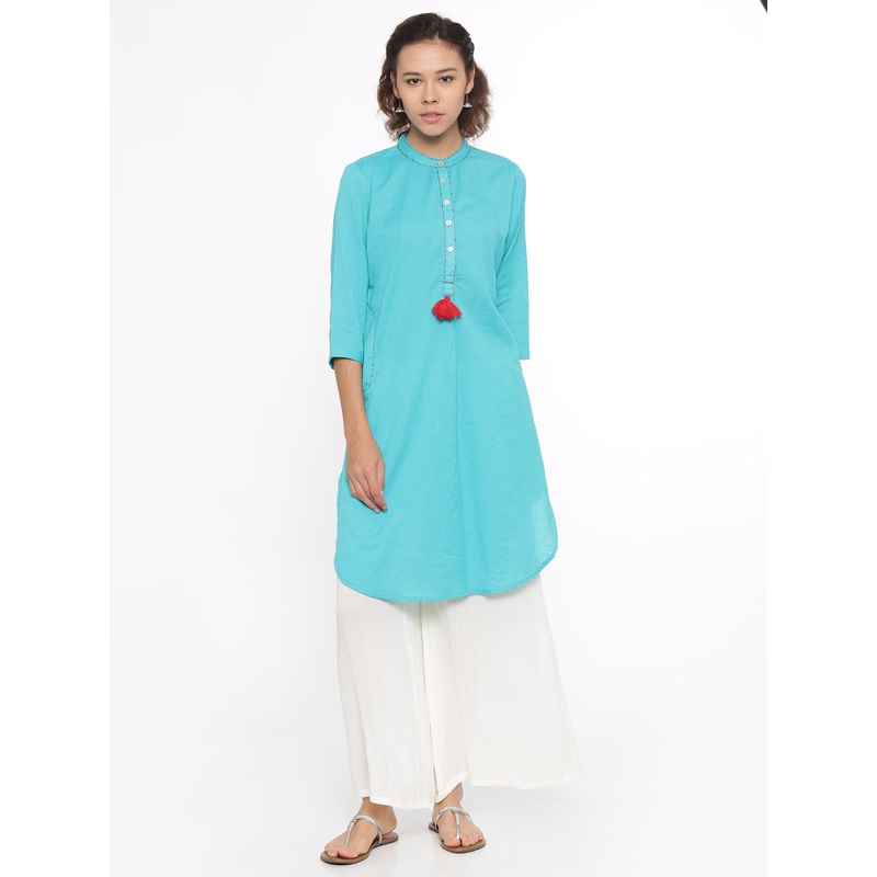 Ladies Kurti Blue 3/4th Sleeve