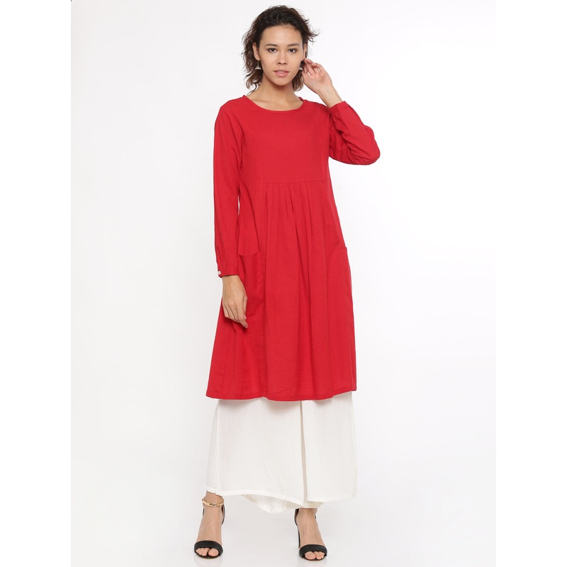 Ladies Kurti Full Sleeve Red|Red|XXL|XL|L|M|S|LKUFSSOKU0013010