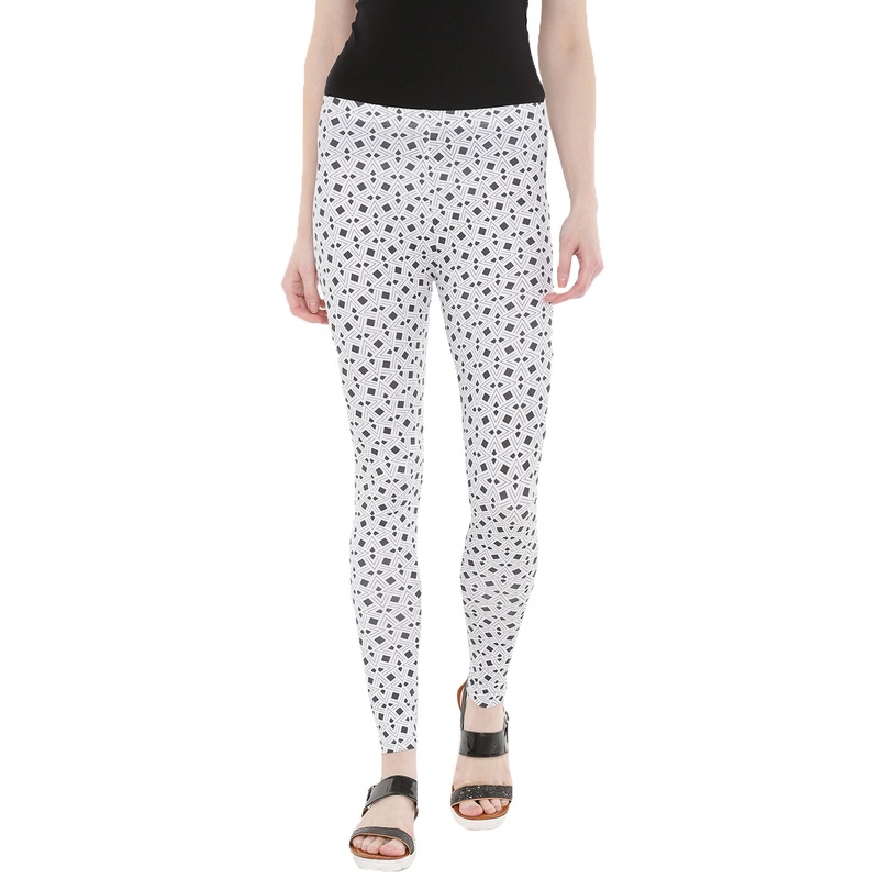 Ladies Printed Ankle Length Leggings Dark Grey