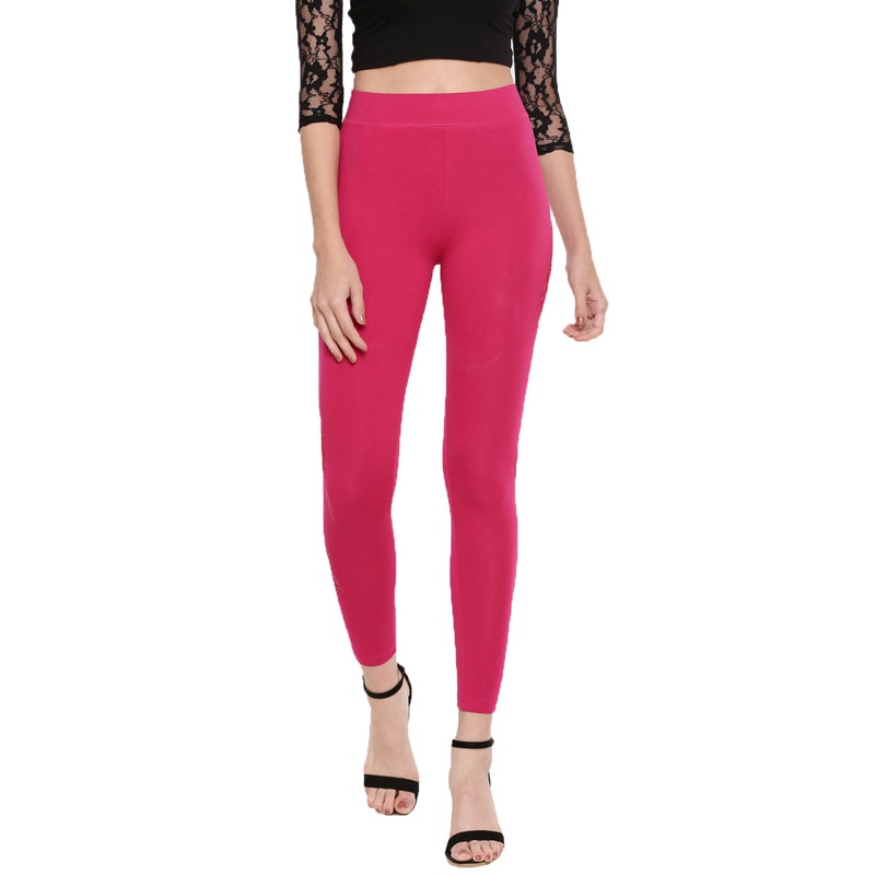 Ladies Printed Ankle Length Leggings Fuchsia