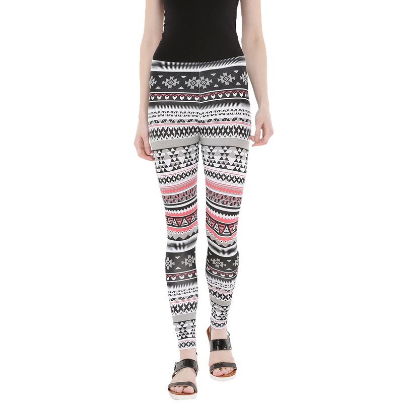Ladies Printed Ankle Length Leggings White