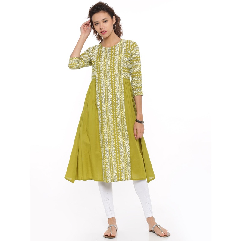 Ladies Printed Kurta Lime|Lime|XXL|L|M|S|LKU3SAOKU0035044