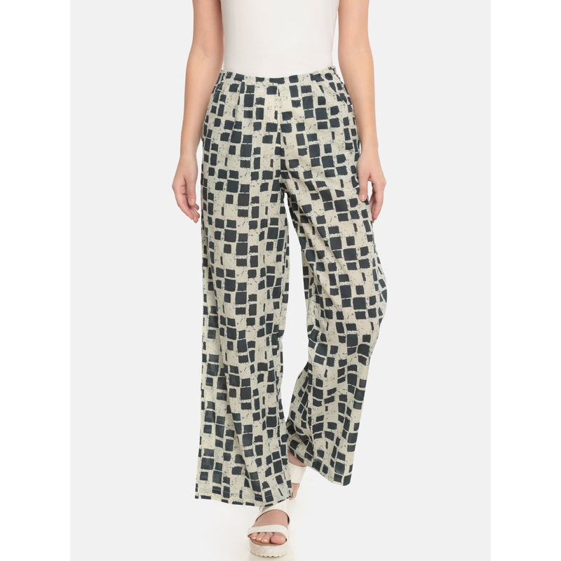 Ladies Printed Regular Palazzo Dark Grey