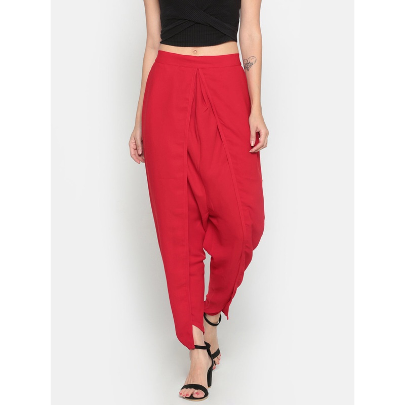 Ladies Solid Dhoti Pant Red|Red|XL|L|M|LWBDPSOF304710