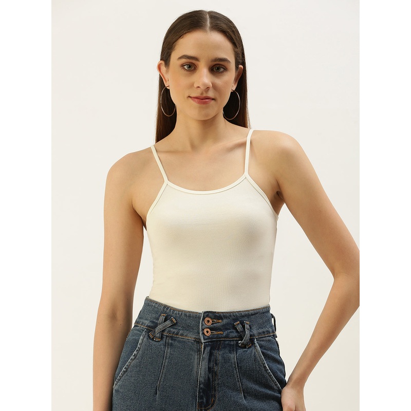 Ladies Spaghetti Top Off White