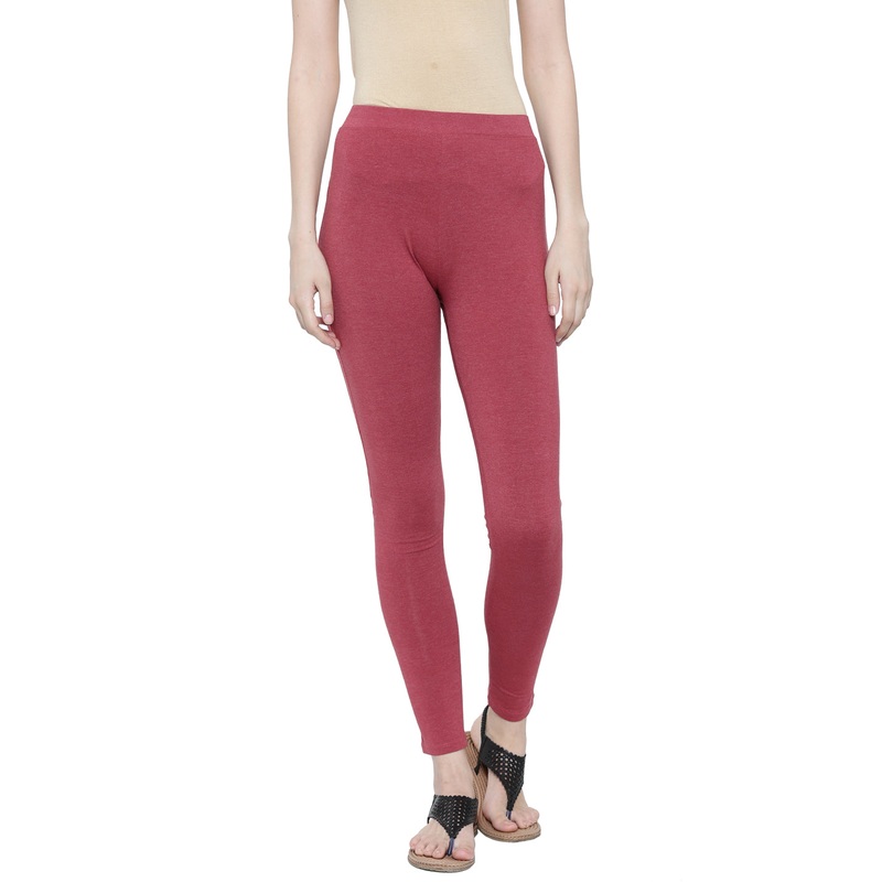 Ladies Yoga Leggings Maroon Melange
