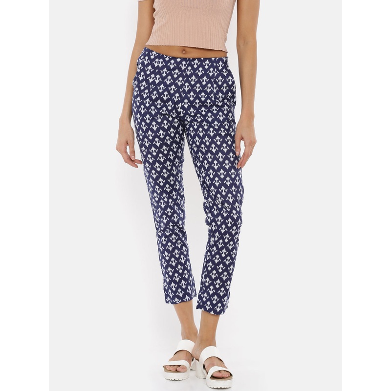 Women’s Printed Cigarette Pant Indigo Blue