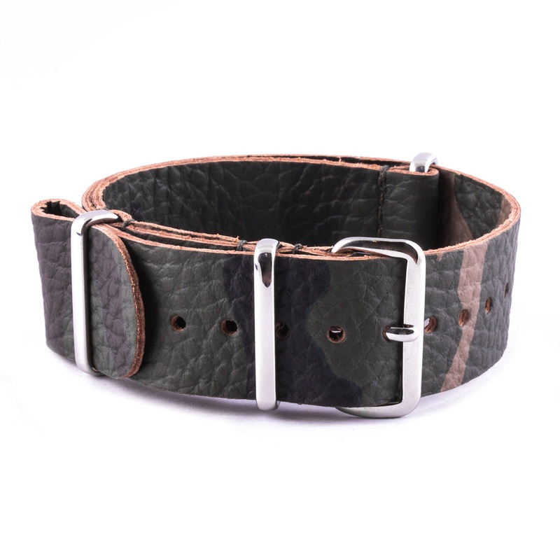 Bracelet montre Nato cuir – Buffle camo