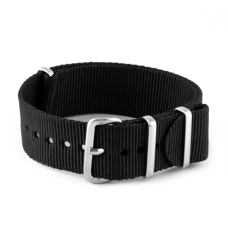 Bracelet montre Nato – Nylon / Tissu – Noir
