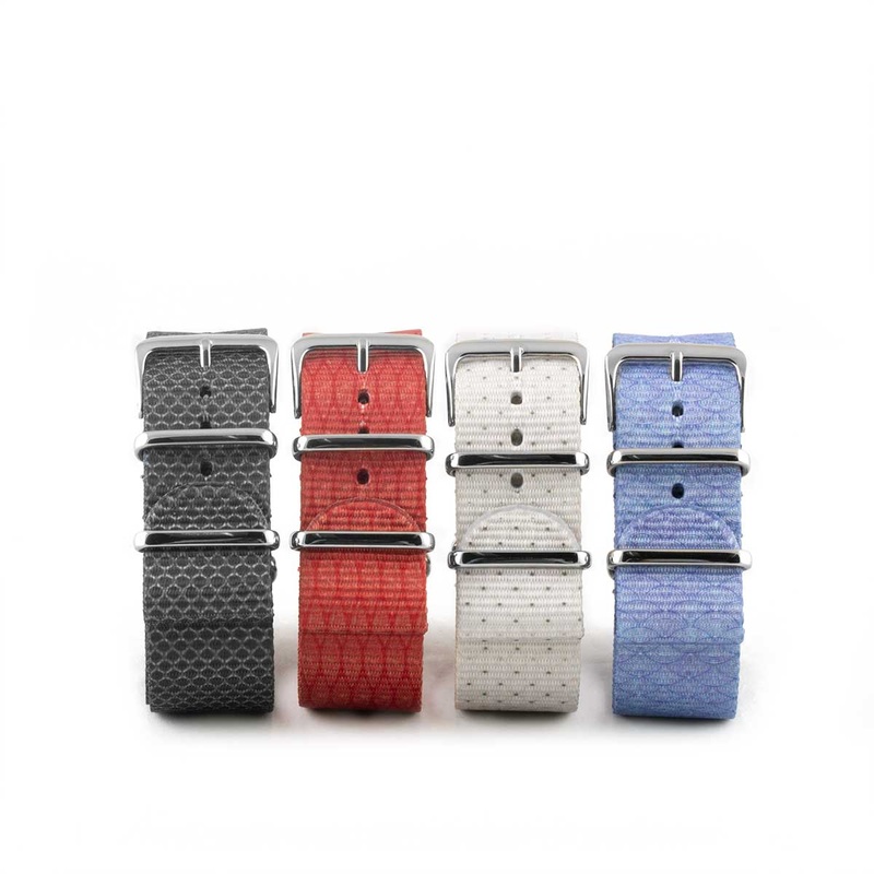 Bracelet montre Nato – Nylon / Tissu – Wall Street (gris, rouge, blanc, bleu)