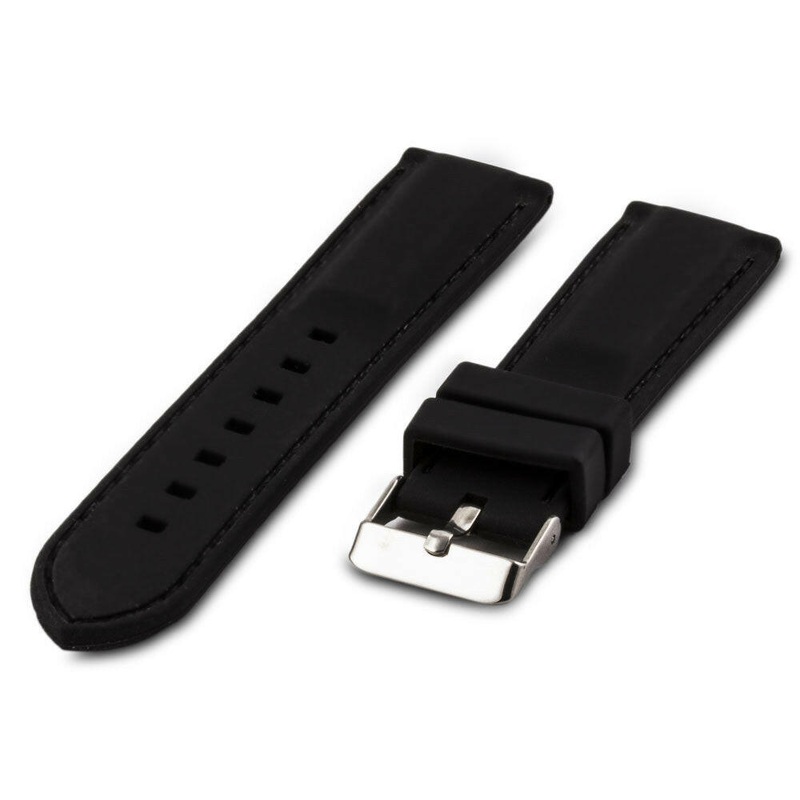 Bracelet pour montre caoutchouc – Rubber noir avec couture