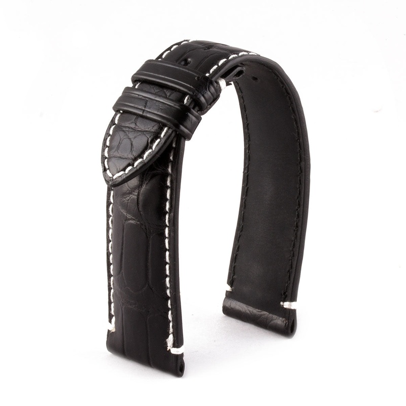Bracelet Private Jet – Bracelet montre cuir – Alligator noir / blanc