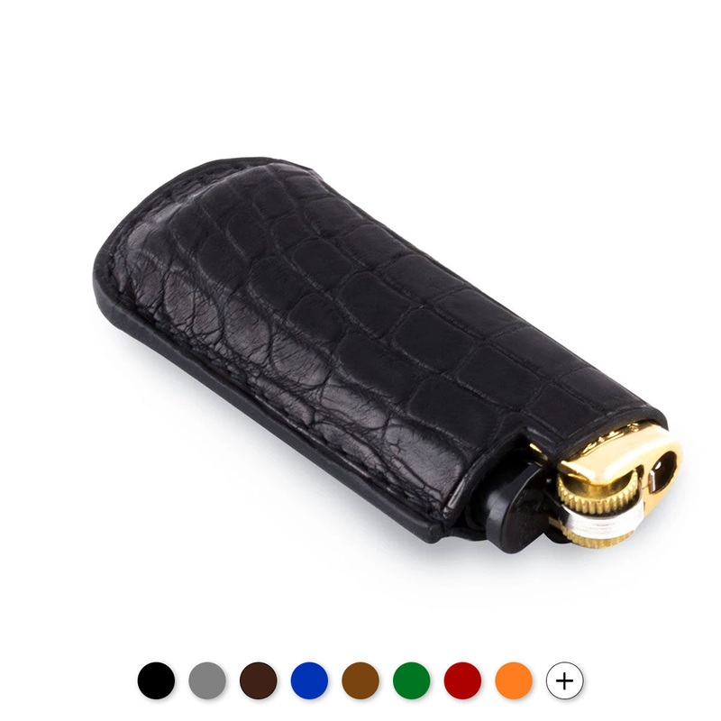 Briquet et son tui cuir – Alligator cailles rondes