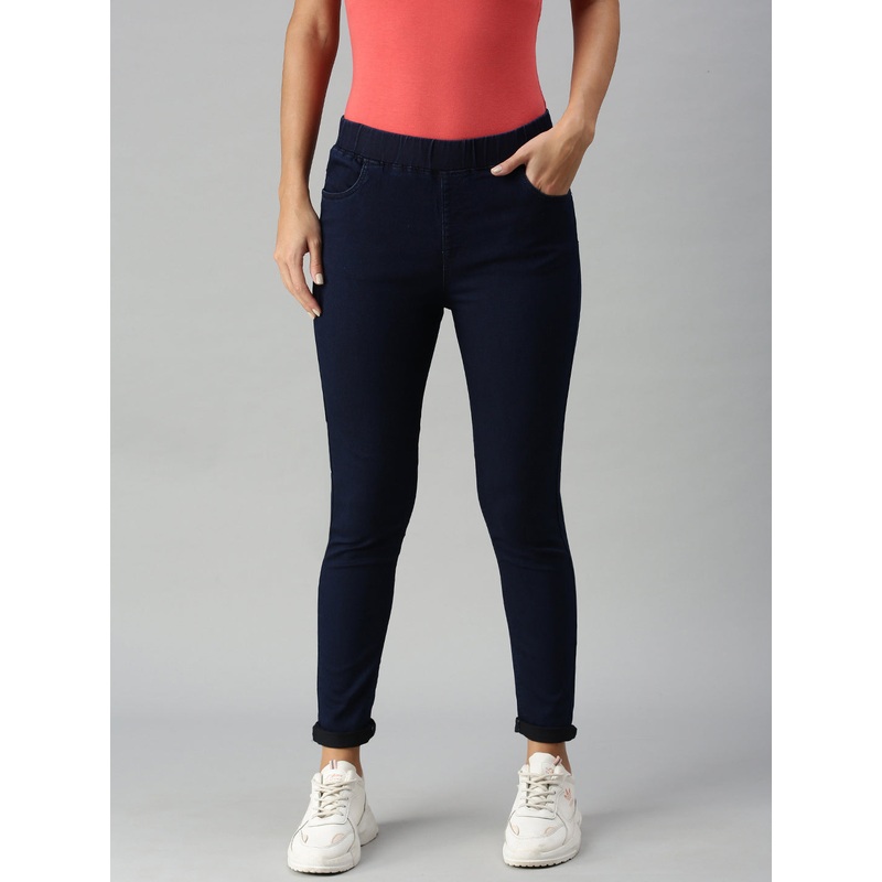 De Moza Women Casual Jegging Enzyme Blue