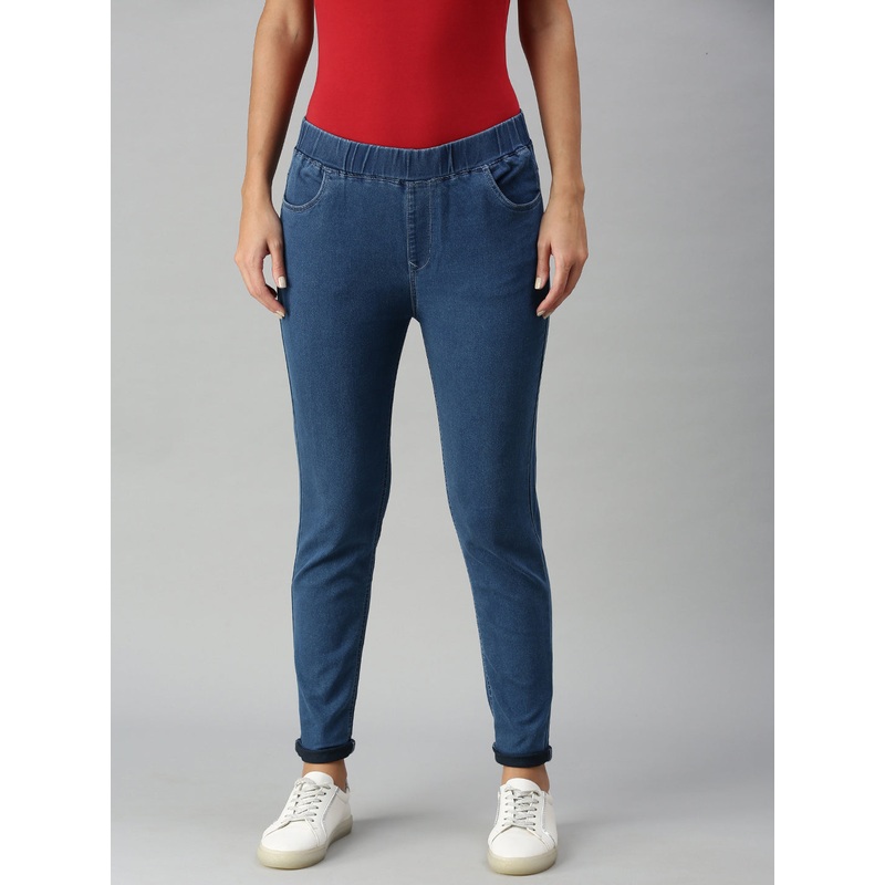 De Moza Women Casual Jegging Mid Blue