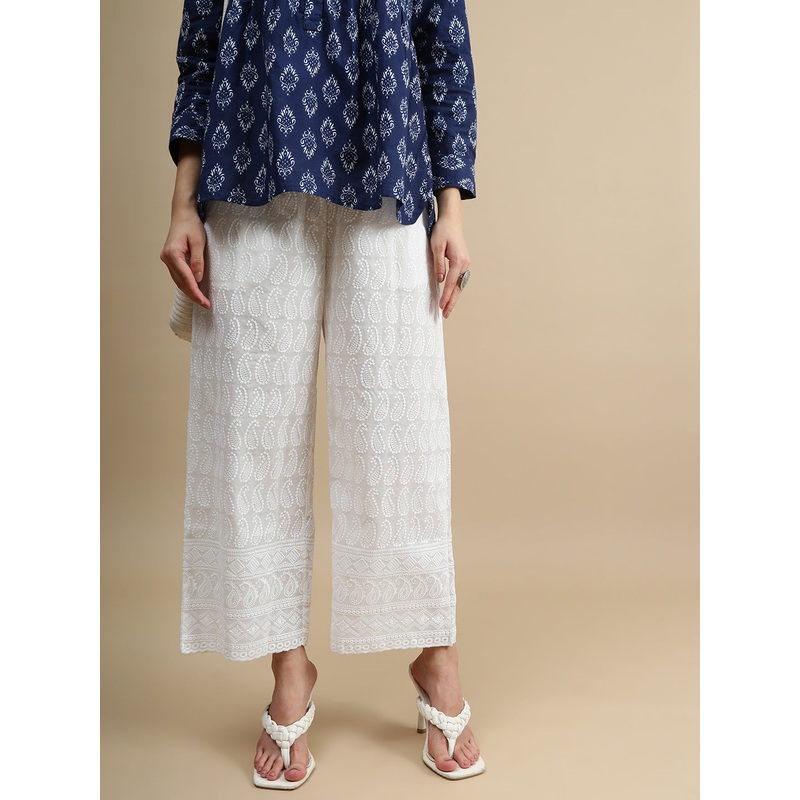 De Moza Women Casual Palazzo White