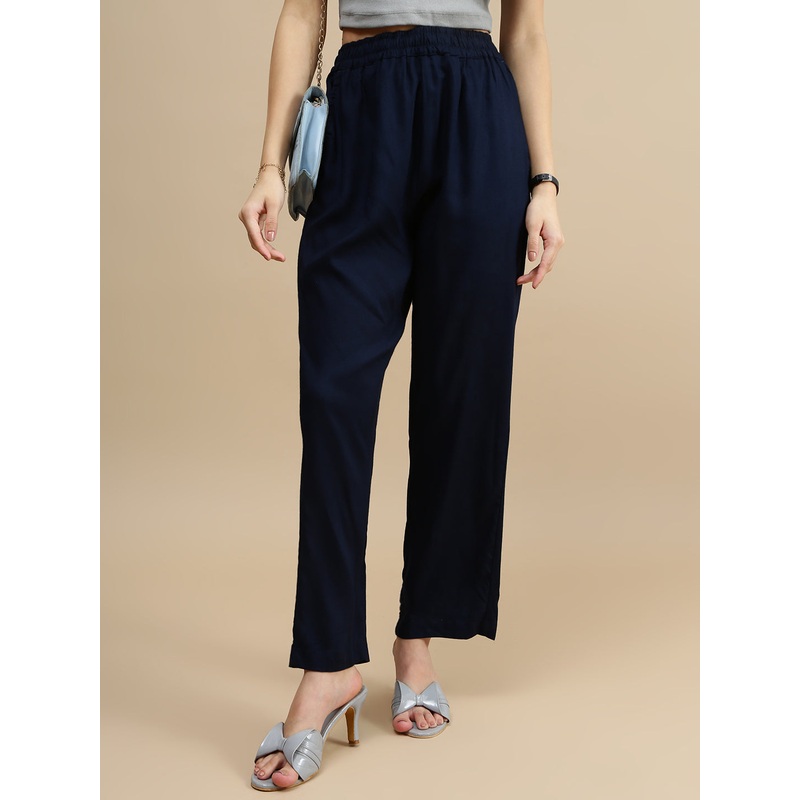 De Moza Women Casual Pants Dark Navy Blue
