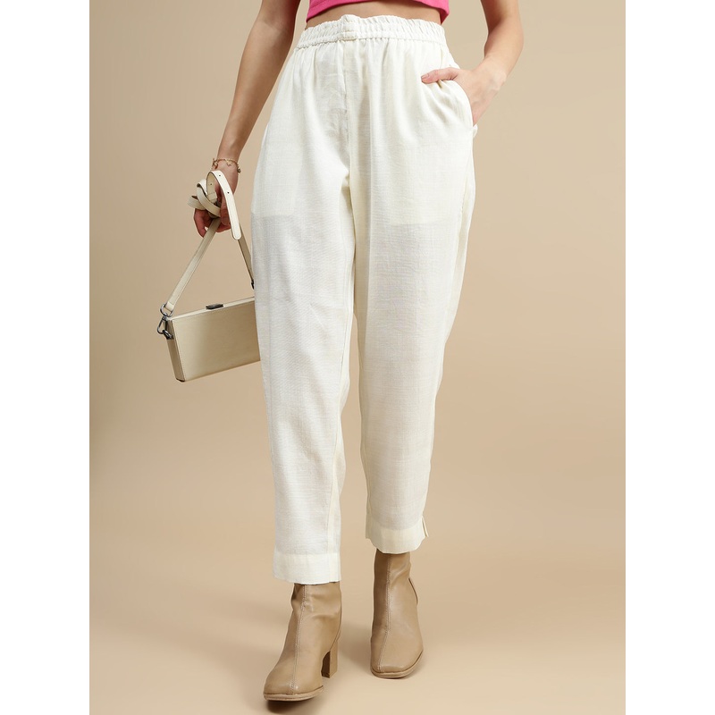 De Moza Women Festive Pants Offwhite
