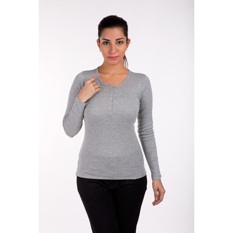 Ladies Grey Melange Top|Grey Melange|XXL|XL|L|M|S|XS|KTFS014084AW1584
