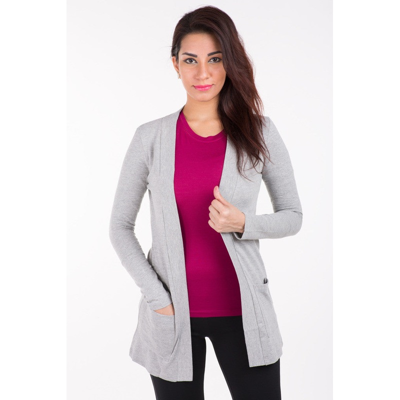 Ladies Shrug Long Length Grey Melange