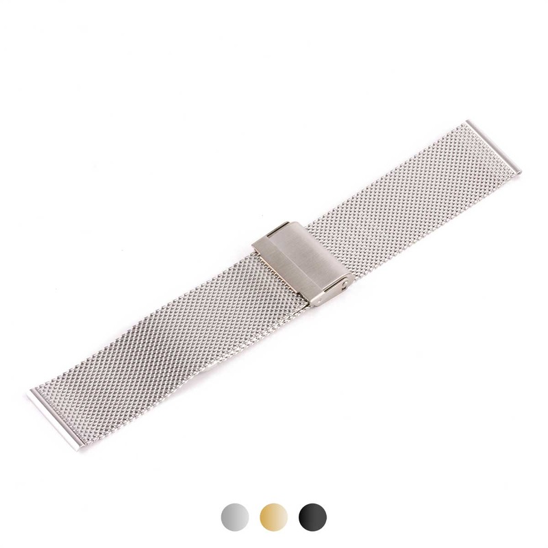 Maille milanaise – Bracelet de montre mtal – Acier inox (acier, plaqu-or, PVD noir)
