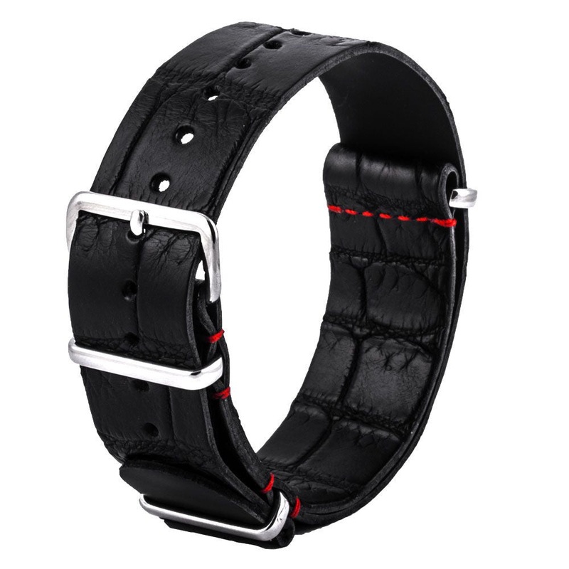 Tag Heuer Carrera – Bracelet montre nato cuir – Alligator noir