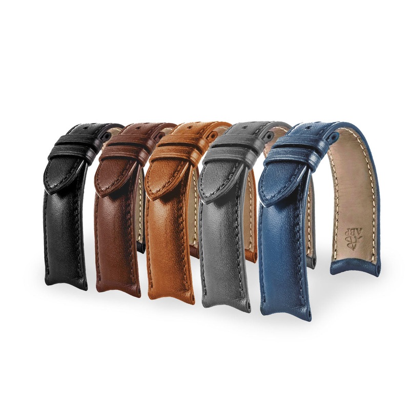 Anses courbes – Bracelet pour montre cuir – Veau (noir, marron, gris, bleu)