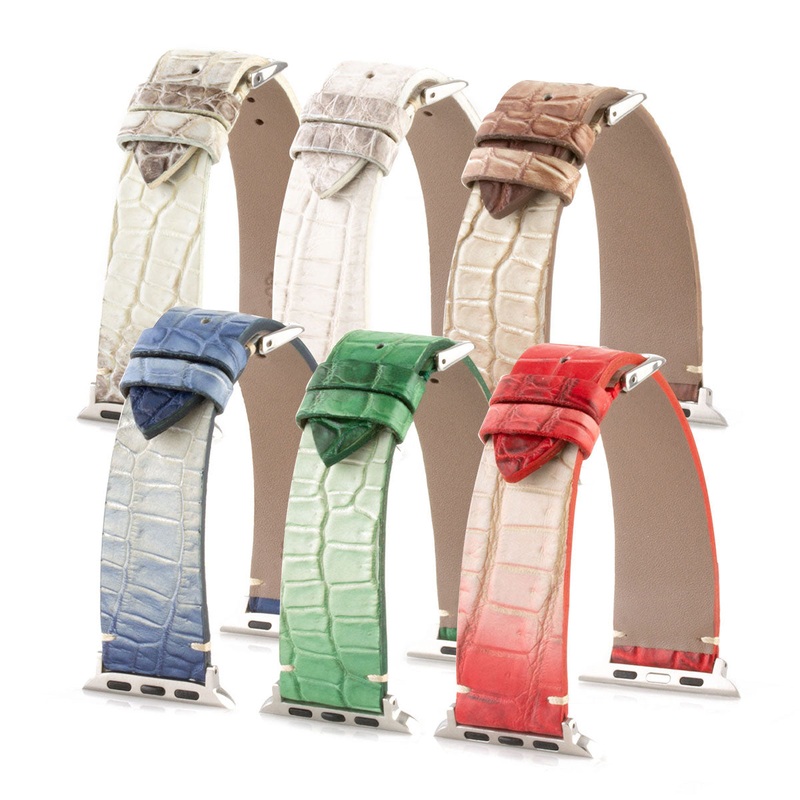 Apple Watch – Bracelet de montre Himalaya cuir – Alligator (gris, bleu, vert, marron, rouge)