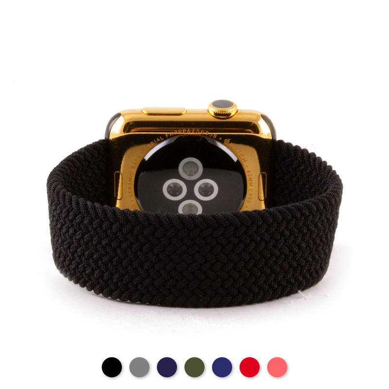 Apple Watch – Bracelet montre tissu – Nylon lastique (noir, bleu, kaki, rouge…)
