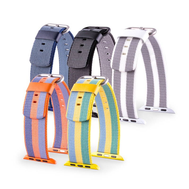 Apple Watch – Bracelet pour montre tissu – Nylon (noir, bleu, blanc / gris, …)