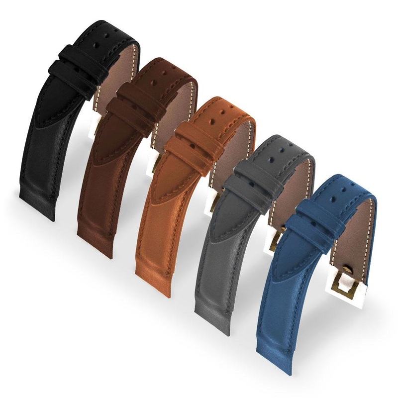 Attaches ouvertes – Bracelet-montre cuir – Veau (noir, marron, gris, bleu)