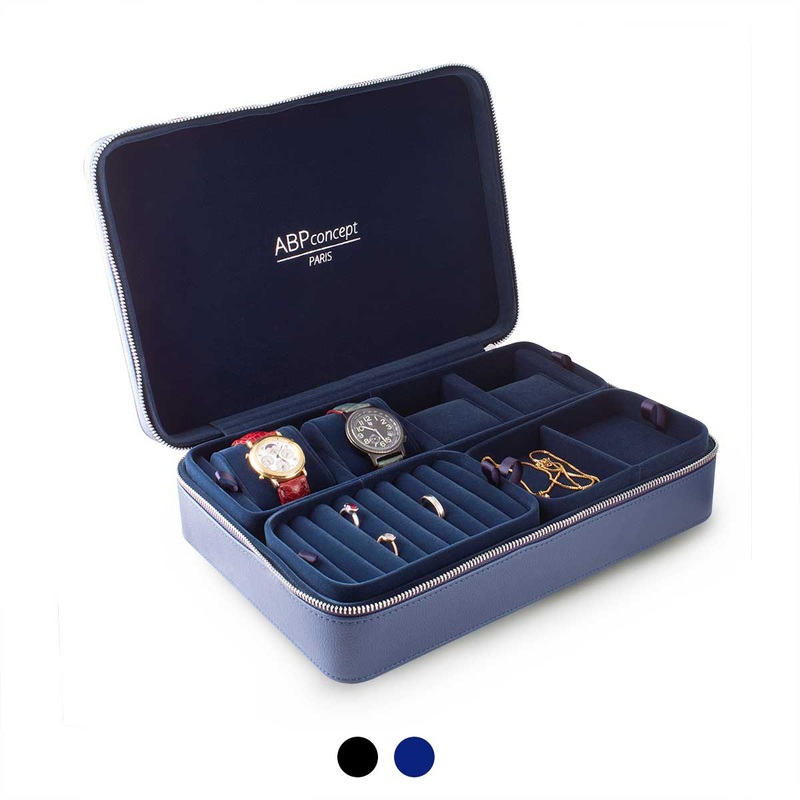 Boite  montres et bijoux Vendme- Etui de voyage pour 4 montres – Bleu, noir