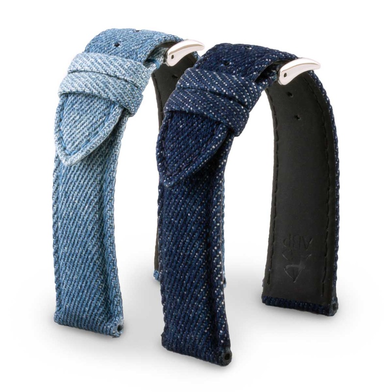 Bracelet montre jean denim Eco-friendly (bleu dlav, bleu fonc)